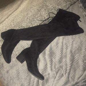 Thigh high boots. Over the knee black boots